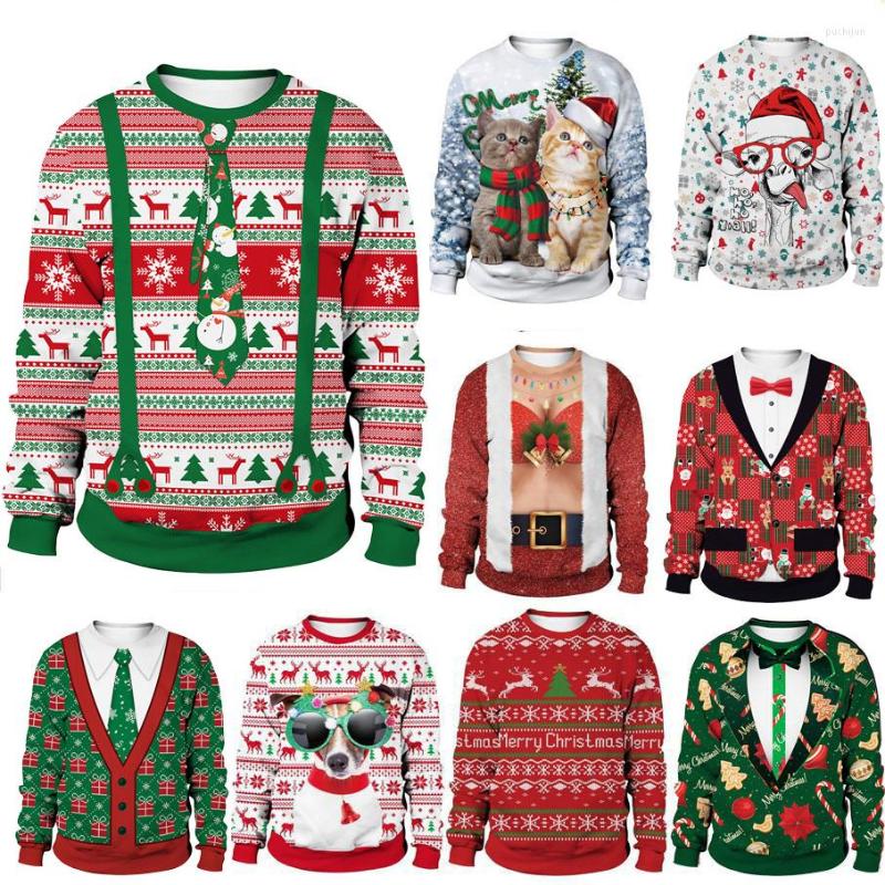

Men's Sweaters Men Women Ugly Sweater Christmas 3D Print Copy Overalls Snowman Deer Funny Unisex Winter Party Year Pullovers Tops, Sb102-070