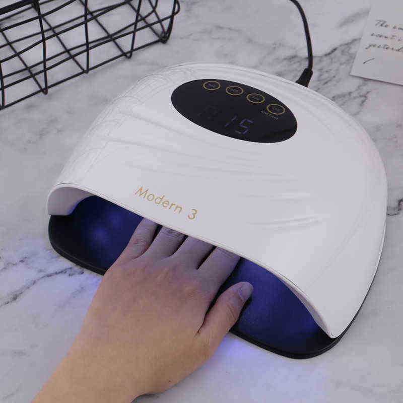 Nxy 90w Uv Lamp Led Nail Dryer with Built-in Cooling Fan 45pcs Leds for All Gel Polish Auto Sensor Lcd Display Modern 2/3 220624