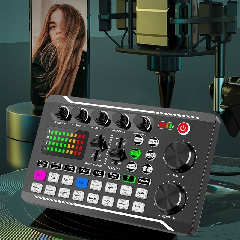 Microphones Podcast Microphone Sound Card Kit Professional Studio Condenser Mic F998 Live Sound Mixer For Livestreaming Podcasting Recording 221115