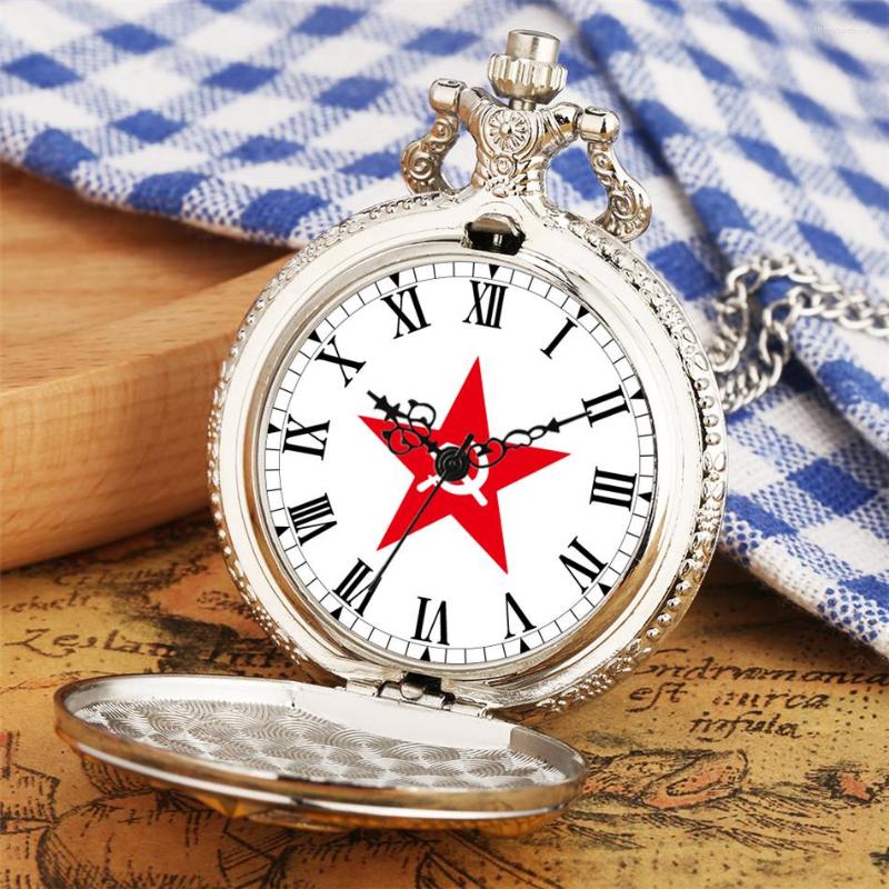 Pocket Watches CCCP Souvenir Antique Quartz Watch Red Star Hammer And Sickle Roman Numeral Dial Necklace Pendant Clock, With 80 cm chain
Pocket Watches CCCP Souvenir Antique Quartz Watch Red Star Hammer And Sickle Roman Numeral Dial Necklace Pendant Clock, With 80 cm chain