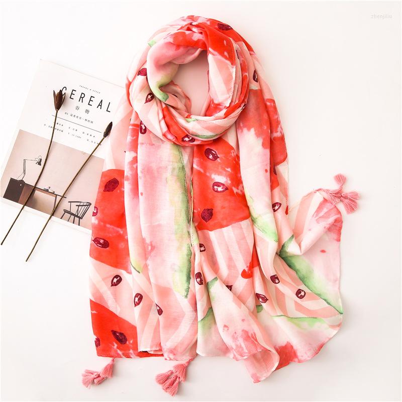 Scarves 2022 Est Women Watermelon Print Tassel Shawls Long Cotton Ombre Fruit Beach Hijab Muffler Wrap 10pcs/LOT
Scarves 2022 Est Women Watermelon Print Tassel Shawls Long Cotton Ombre Fruit Beach Hijab Muffler Wrap 10pcs/LOT