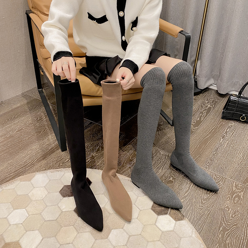 Boots Pointed Toe Women Sock Boots Over The Knee Black Brown Gray Stretch Shoes Fashion Party Pumps Winter Autumn Sexy Party Shoes 221114
Boots Pointed Toe Women Sock Boots Over The Knee Black Brown Gray Stretch Shoes Fashion Party Pumps Winter Autumn Sexy Party Shoes 221114
