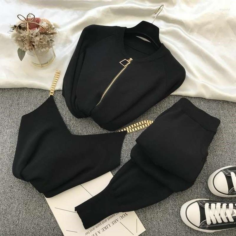 Women's Two Piece Pants Knitted 3 Pieces Women Pant Sets Autumn 2022 Sweet Style Solid Zipper Sweater Cardigan Pencil Feamle Clothing Suits, Black
Women's Two Piece Pants Knitted 3 Pieces Women Pant Sets Autumn 2022 Sweet Style Solid Zipper Sweater Cardigan Pencil Feamle Clothing Suits, Black