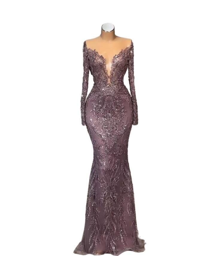 2022 Plus Size Arabic Aso Ebi Mermaid Prom Dresses Lace Beaded long sleeve Evening Formal Party Second Reception wly935