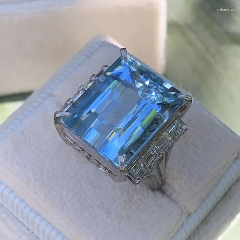 Wedding Rings Luxury Trendy Silver Plated Engagement For Women Large Blue CZ Stone Inlay Fashion Jewelry Party Gift Ring
Wedding Rings Luxury Trendy Silver Plated Engagement For Women Large Blue CZ Stone Inlay Fashion Jewelry Party Gift Ring