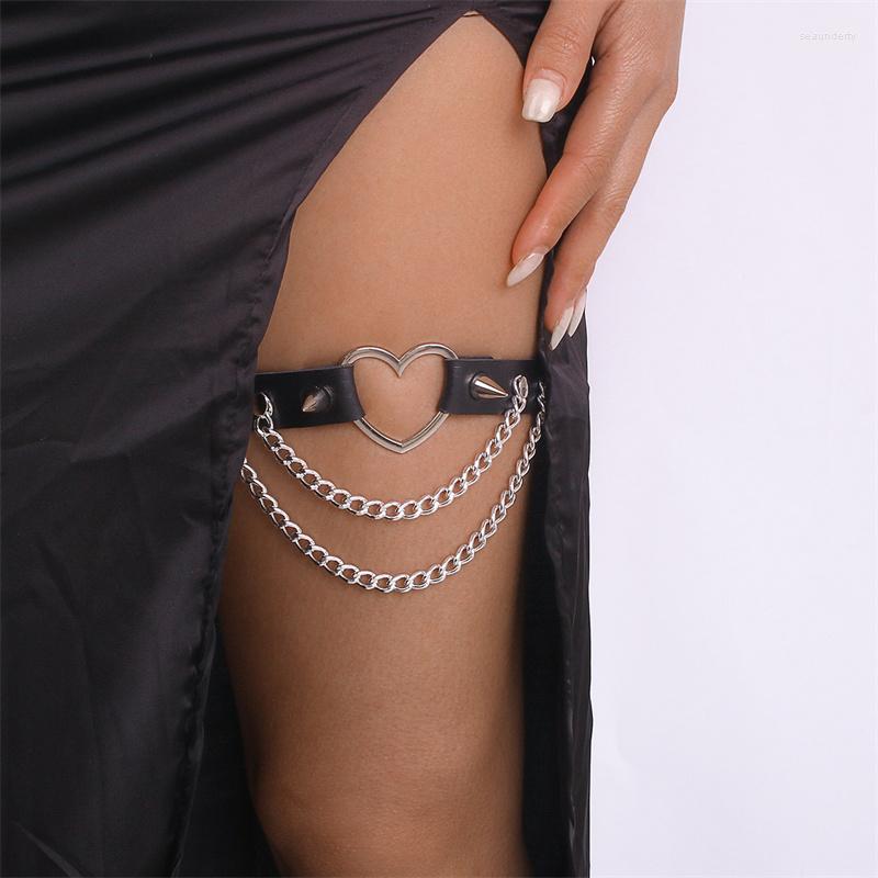 Anklets Sexy Leg Chain Leather Elastic Spiked Harness For Women Girls Goth Heart Thigh Garter Belt Rave Body Jewelry
Anklets Sexy Leg Chain Leather Elastic Spiked Harness For Women Girls Goth Heart Thigh Garter Belt Rave Body Jewelry