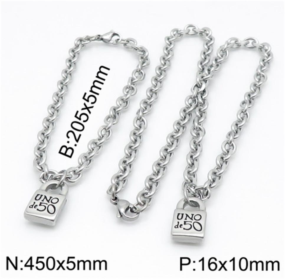 Fashion Women Men Silver Color Gold Stainless Steel Round Lock Key Heart Uno de 50 Ball Bead Bracelet Necklace Jewelry Sets 2011304109413
Fashion Women Men Silver Color Gold Stainless Steel Round Lock Key Heart Uno de 50 Ball Bead Bracelet Necklace Jewelry Sets 2011304109413