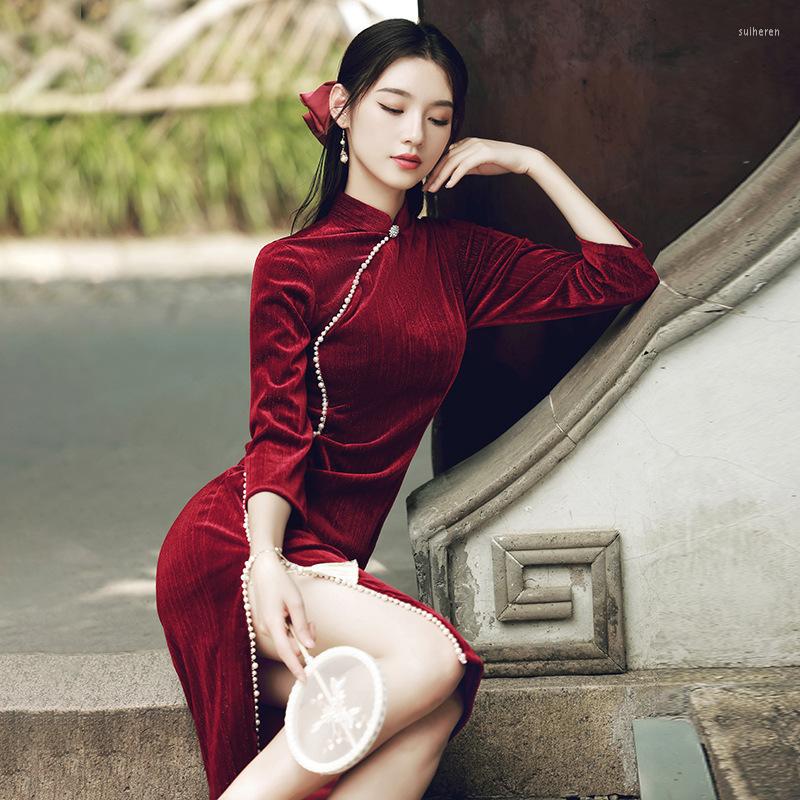 Ethnic Clothing Mid-Length Bride Wedding Party Toast Chinese Dresses Elegant Lady Straight Cheongsam Skirt Qipao S-3XL
Ethnic Clothing Mid-Length Bride Wedding Party Toast Chinese Dresses Elegant Lady Straight Cheongsam Skirt Qipao S-3XL