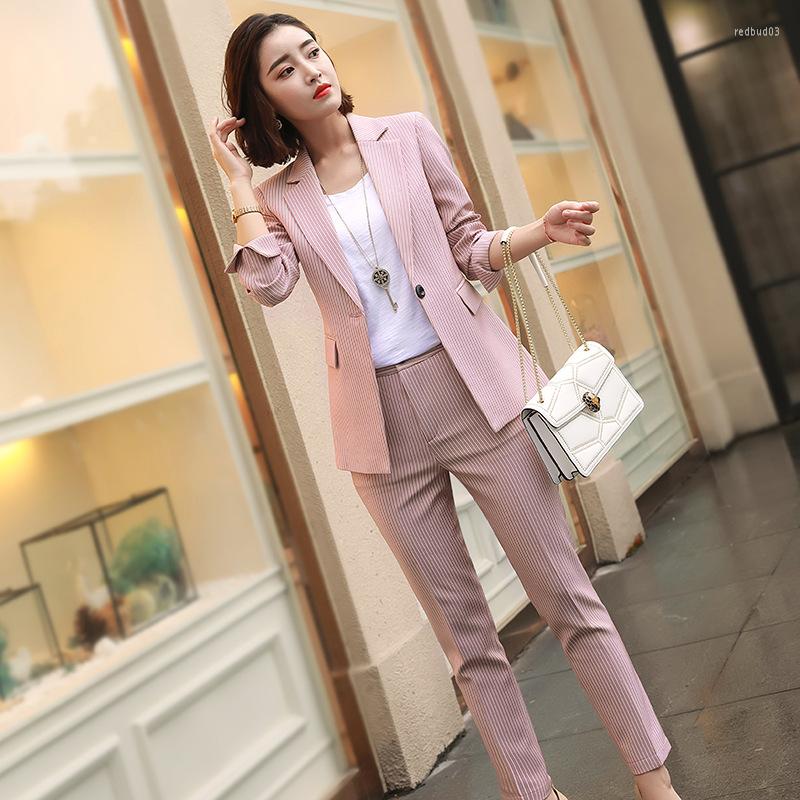 Women' Two Piece Pants Suits Women Work Pink Pant 2 Set Single Buckle Striped Blazer Jacket Trouser Office Lady Suit Feminino
Women' Two Piece Pants Suits Women Work Pink Pant 2 Set Single Buckle Striped Blazer Jacket Trouser Office Lady Suit Feminino