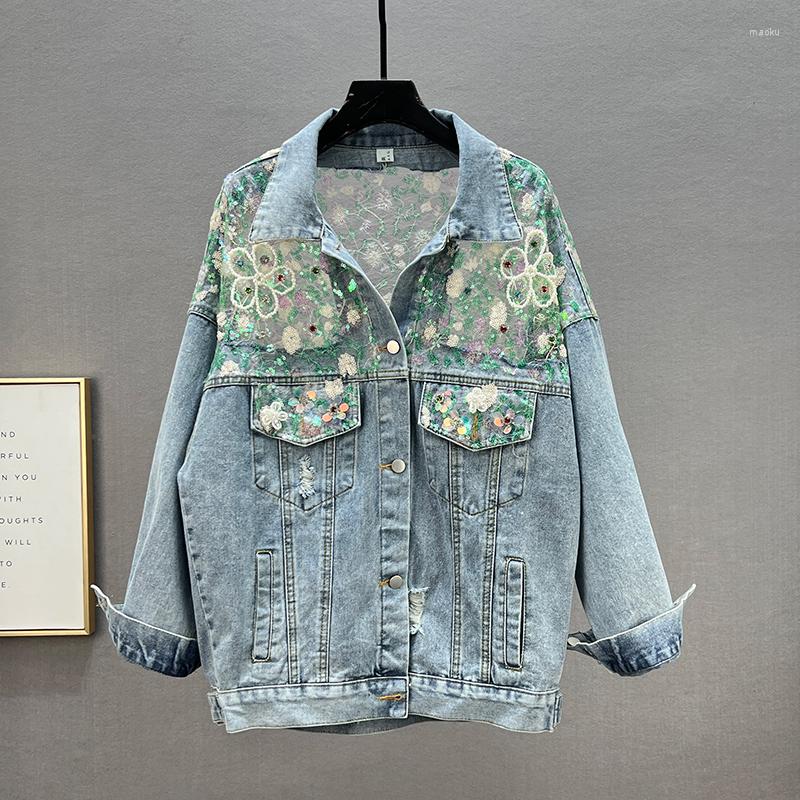 Women's Jackets Lace Patchwork Denim Jacket Women's Fashion Spring Autumn Clothes 2022 Loose Sequined Diamonds Outerwear Woman Chaqueta, Light blue
Women's Jackets Lace Patchwork Denim Jacket Women's Fashion Spring Autumn Clothes 2022 Loose Sequined Diamonds Outerwear Woman Chaqueta, Light blue