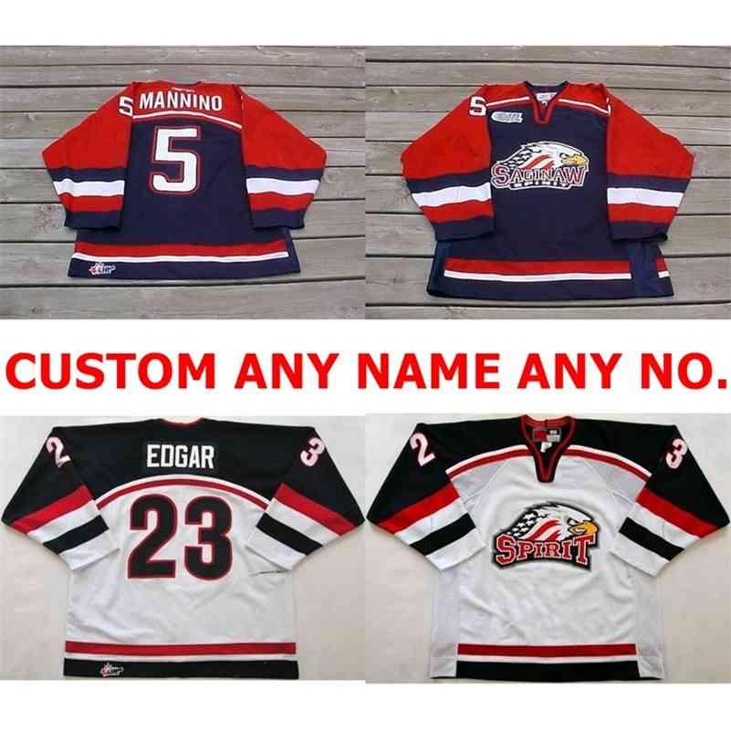 DH Personalized OHL Saginaw Spirit Jersey 5 Mannino 23 Edgar Mens Womens Kids Stitched Ice Hockey Jerseys Custom Any name NO. Jers
DH Personalized OHL Saginaw Spirit Jersey 5 Mannino 23 Edgar Mens Womens Kids Stitched Ice Hockey Jerseys Custom Any name NO. Jers