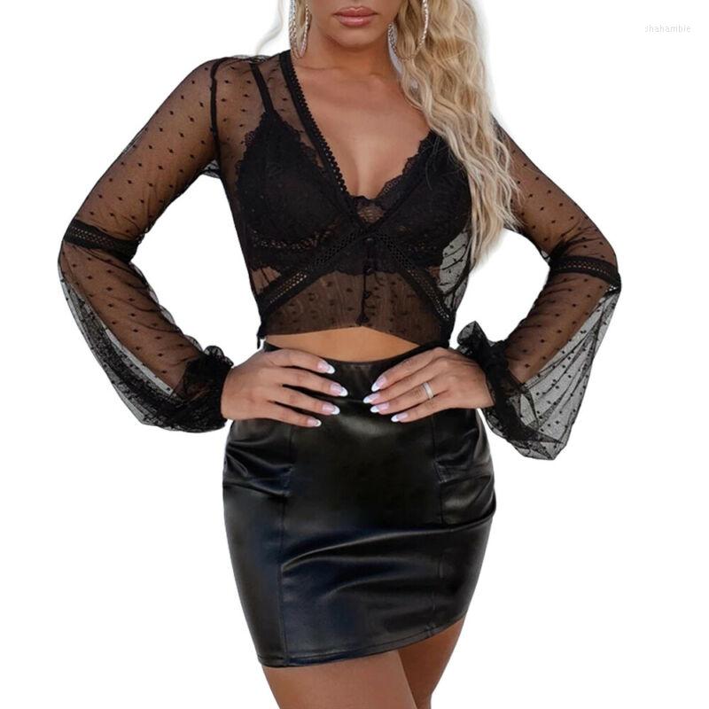 Women' Blouses Women Black Mesh Sheer Lace Long Bell Sleeve V Neck Crop Tops Button Shirts Clear CropTop, Picture shown
Women' Blouses Women Black Mesh Sheer Lace Long Bell Sleeve V Neck Crop Tops Button Shirts Clear CropTop, Picture shown