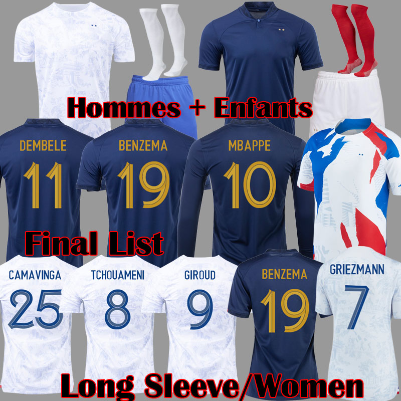 BENZEMA 2022 Soccer Jerseys French MBAPPE GRIEZMANN VARANE Football Shirt PAVARD Kids Kit socks GIROUD maillot de foot CAMAVINGA fran ces hommes enfants 45796, Pre match
BENZEMA 2022 Soccer Jerseys French MBAPPE GRIEZMANN VARANE Football Shirt PAVARD Kids Kit socks GIROUD maillot de foot CAMAVINGA fran ces hommes enfants 45796, Pre match