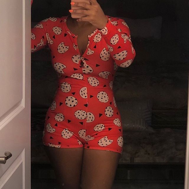 Womens Jumpsuits Rompers OMSJ Women Sleepwear Sky Blue Leopard Print Long Sleeve Short Jumpsuit Sexy Onesie For Adult Female Nightwear S3XL 221115