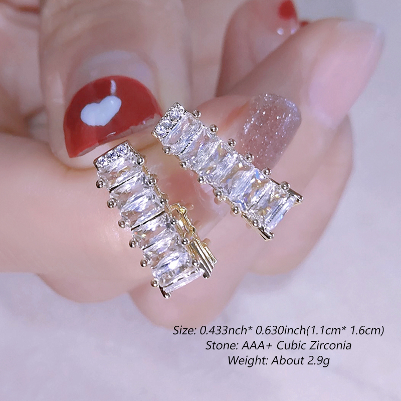 CZ Hoop Earrings Round Green Zircon Crystal Earring for Women Engagement Party Statement Jewelry