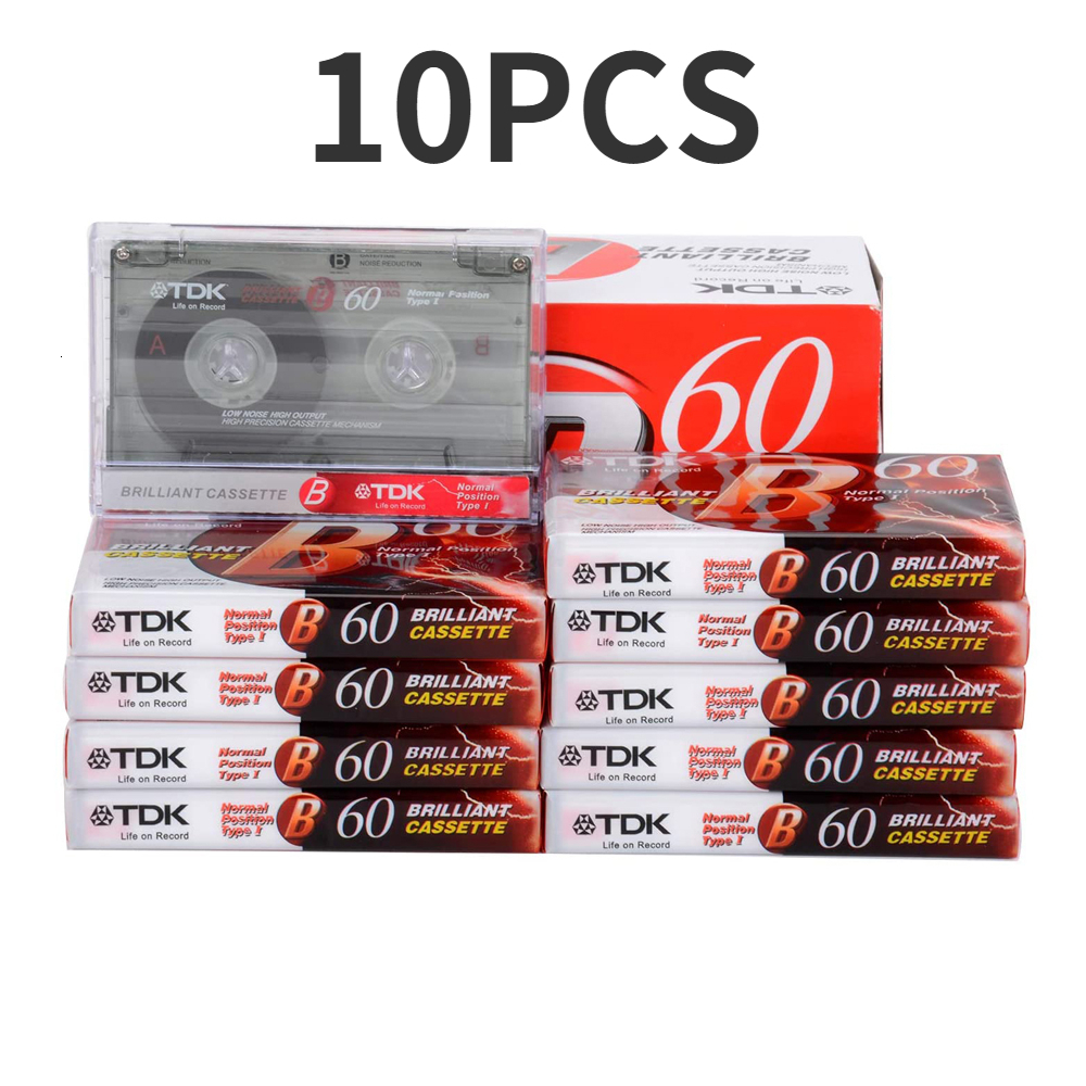10-Pack Standard Cassette Blank Tapes: 60-Minute Empty Magnetic Audio Tape for Speech, Music Recording dh3628137