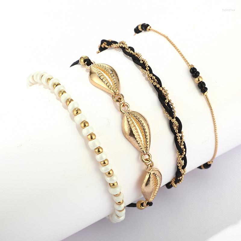 Anklets European And American Personality Dark Sea Style Metal Shell Anklet Women's Rice Bead Woven Versatile 4-piece Set
Anklets European And American Personality Dark Sea Style Metal Shell Anklet Women's Rice Bead Woven Versatile 4-piece Set