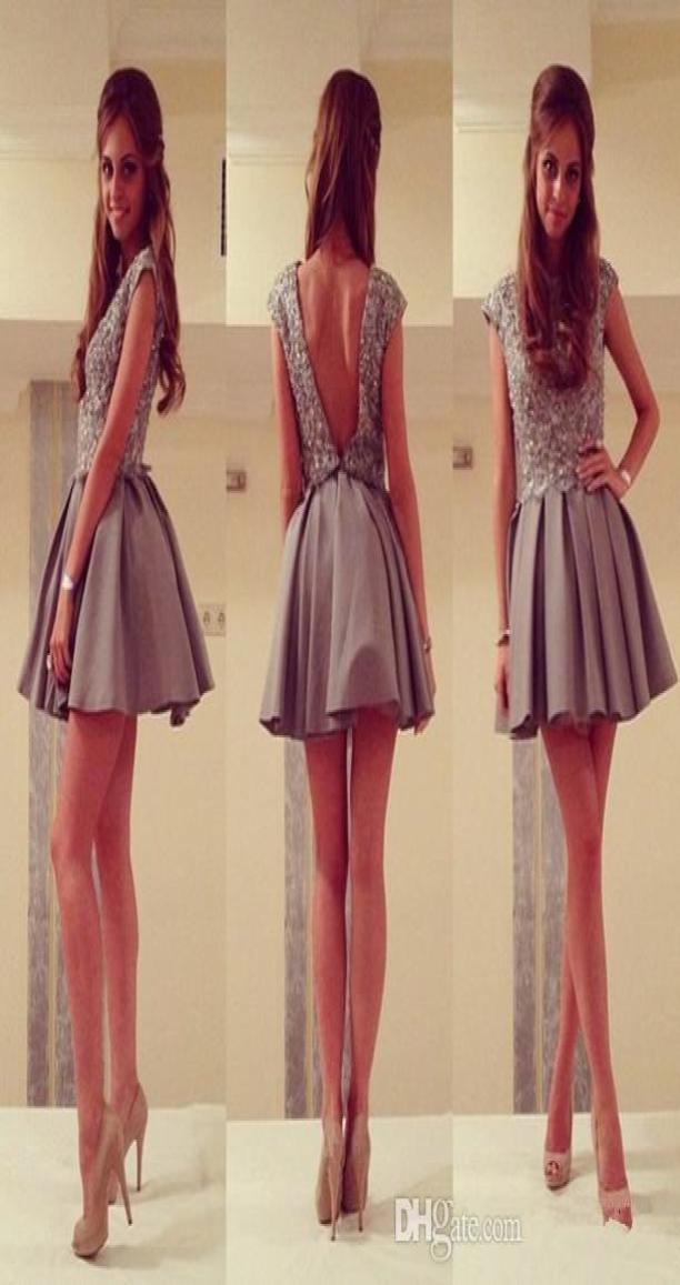New Style 2014 Homecoming Dresses Grey Capped Sexy Open Back Crew Beaded Appliques Satin Short Dress for College Party Ball Gown H6984695, Daffodil
New Style 2014 Homecoming Dresses Grey Capped Sexy Open Back Crew Beaded Appliques Satin Short Dress for College Party Ball Gown H6984695, Daffodil