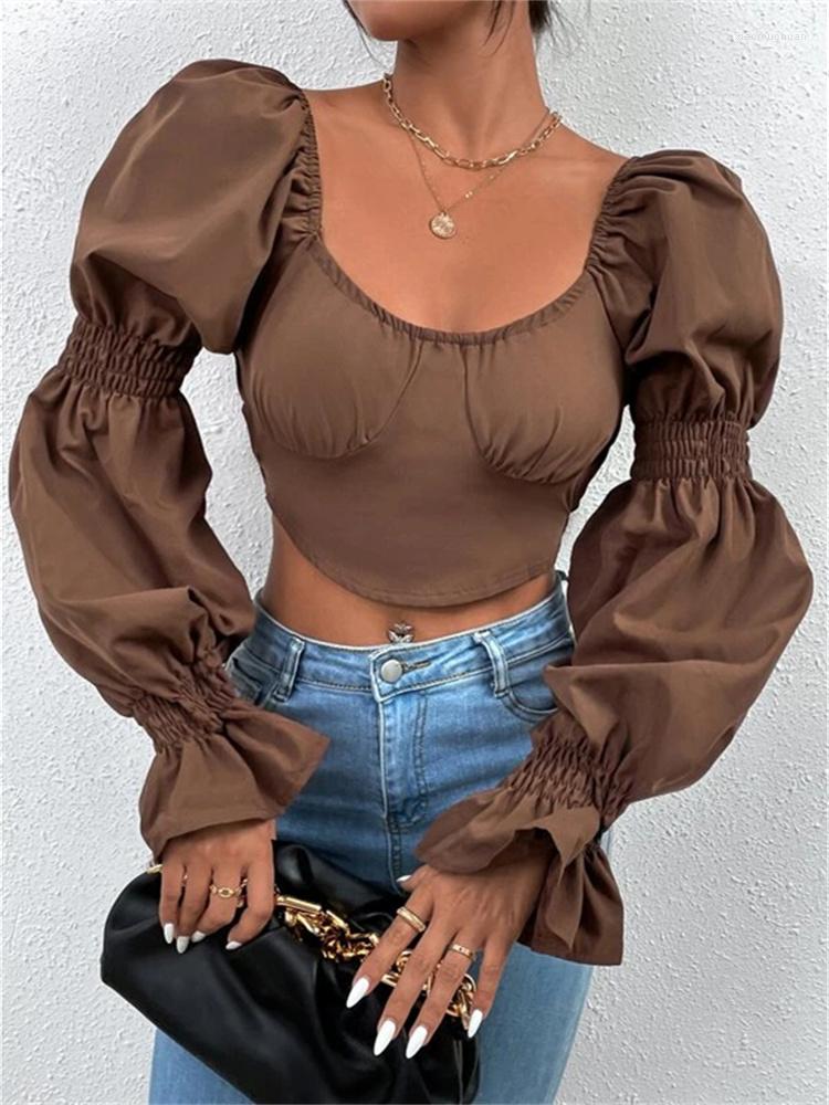 Women' Blouses CHRONSTYLE Long Puff Sleeve Backless Lace-up Shirts Women Elegant Fashion Square Collar Bustiers Tops Streetwear
Women' Blouses CHRONSTYLE Long Puff Sleeve Backless Lace-up Shirts Women Elegant Fashion Square Collar Bustiers Tops Streetwear