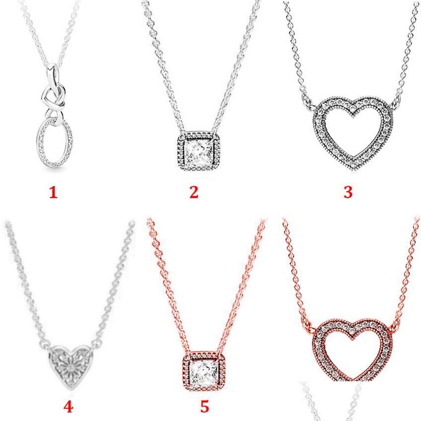 Chains 925 Sterling Sier Chains Heart Interwoven Necklace Eternal Love Clavicle Chain Girlfriend Fit Pandora Beads Women Fashion Dro Dhez3