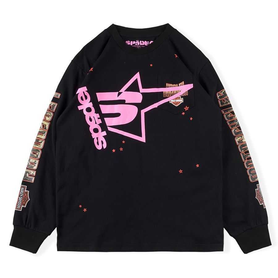 Designer Fashion Kanyes Hoodie Trendy Young Thug Sp5der 555555 Pink Star Print Long Sleeve Tees For Couples, Black
Designer Fashion Kanyes Hoodie Trendy Young Thug Sp5der 555555 Pink Star Print Long Sleeve Tees For Couples, Black