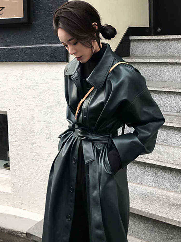 Ftlzz Faux Leather Long Jacket New Spring Women Loose Belt Pu Leather Windbreaker Trenchcoat Slim Autumn Jacket J220727, Black
Ftlzz Faux Leather Long Jacket New Spring Women Loose Belt Pu Leather Windbreaker Trenchcoat Slim Autumn Jacket J220727, Black