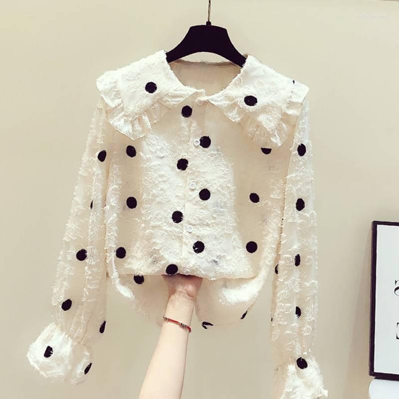 Women' Blouses Spring And Autumn Women' 2022 Wave Dot Shirt Long-sleeved Tops Doll Collar Bottoming, Beige
Women' Blouses Spring And Autumn Women' 2022 Wave Dot Shirt Long-sleeved Tops Doll Collar Bottoming, Beige