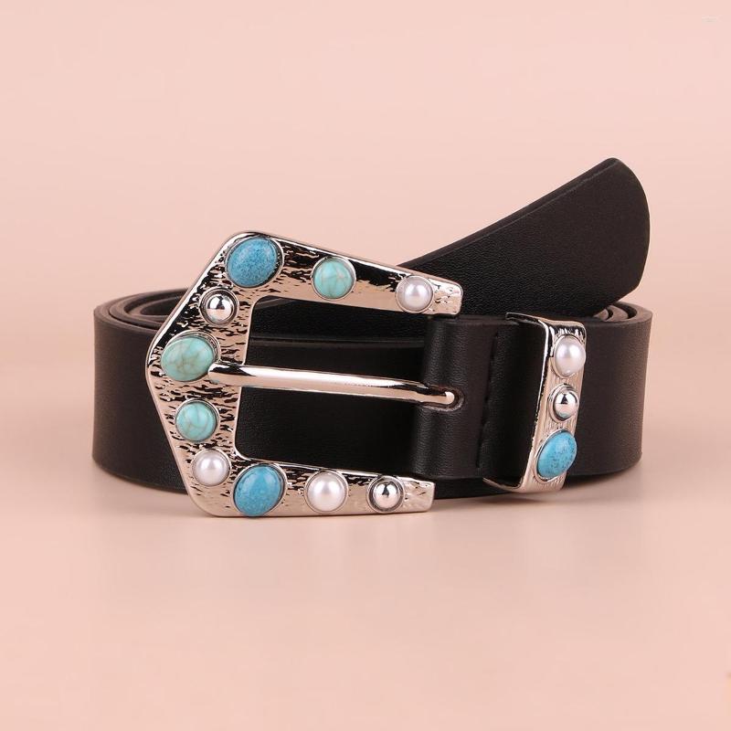 Belts Women's Belt Blue Gem Inlaid With Vintage Classic Black For Pants Accessories Lady's Rhinestone Gift Cinturones
Belts Women's Belt Blue Gem Inlaid With Vintage Classic Black For Pants Accessories Lady's Rhinestone Gift Cinturones