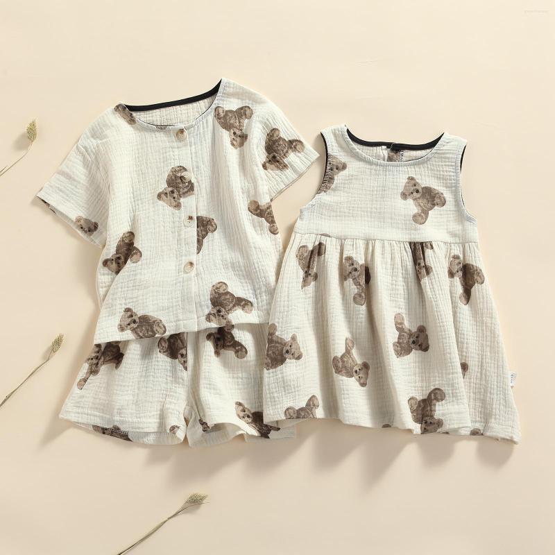 Girl Dresses Kids Summer Brother Sister Suit Cartoon Bear Print Jumper Skirt Matching Short-Sleeve Tops With Shorts For Girls Boys, Dress
Girl Dresses Kids Summer Brother Sister Suit Cartoon Bear Print Jumper Skirt Matching Short-Sleeve Tops With Shorts For Girls Boys, Dress