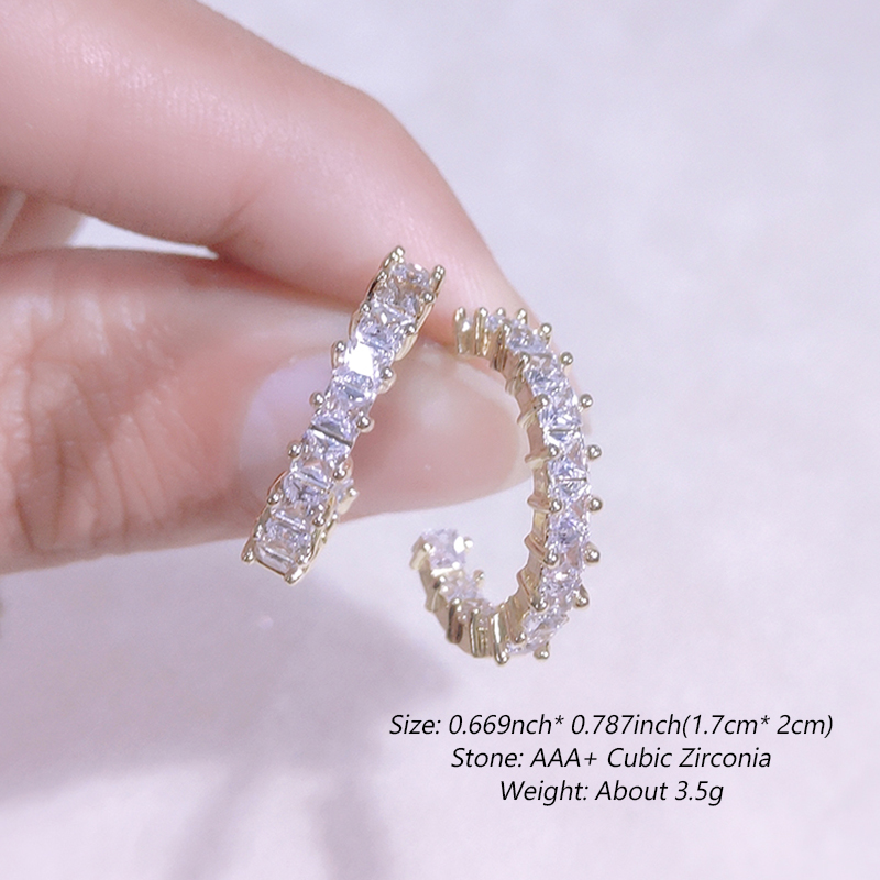 CZ Hoop Earrings Round Green Zircon Crystal Earring for Women Engagement Party Statement Jewelry