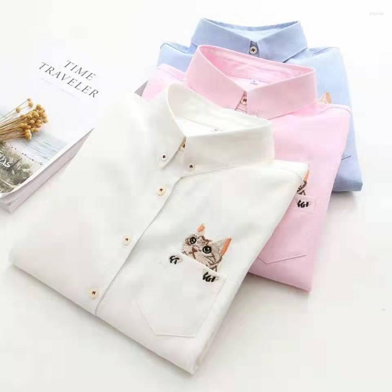 Women' Blouses White Pink Blue Oxford Button Down Shirt For Women Long Sleeve 2022 Embroidery Cat Blouse Tops Fall Plus Size Office Clothes, Sky blue
Women' Blouses White Pink Blue Oxford Button Down Shirt For Women Long Sleeve 2022 Embroidery Cat Blouse Tops Fall Plus Size Office Clothes, Sky blue