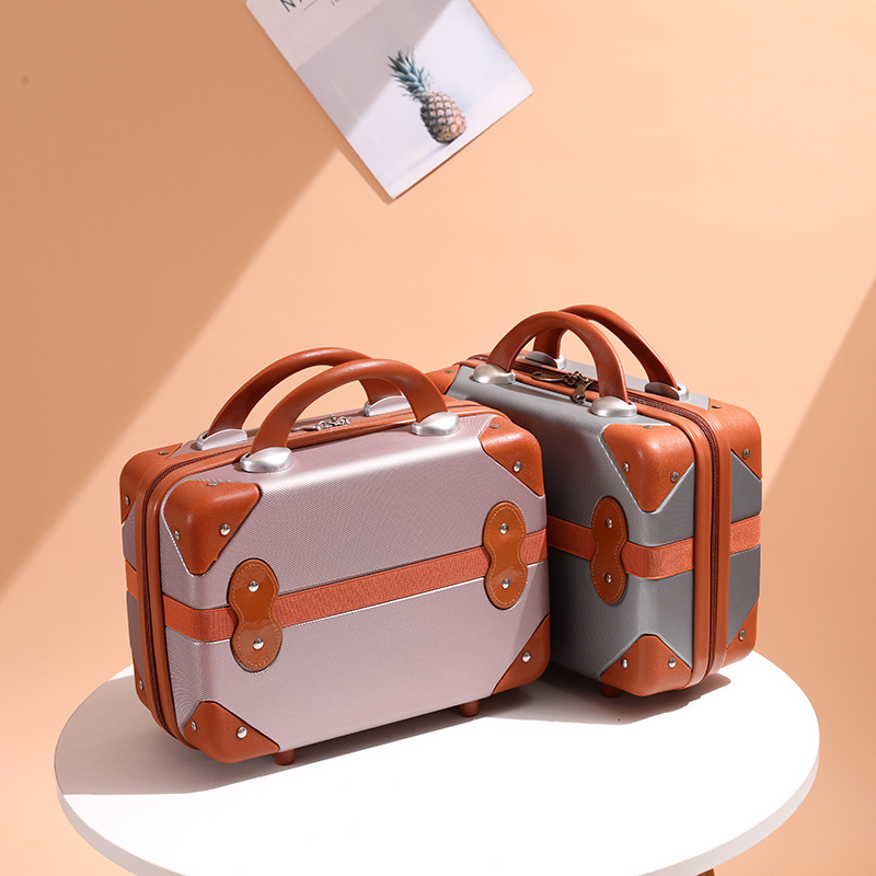 

Suitcases Retro style hand luggage female 14inch cute cosmetic case small travel storage luggage light mini suitcase 221114
