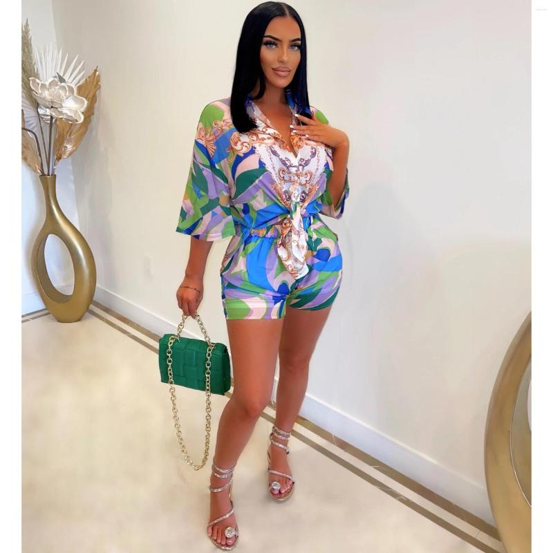 Women' Tracksuits LFRVZ 2022 Autumn Retro Print Casual Chiffon Young Free Wrist Sleeve Shirt Set Shirt&Short Short Pants Women 2 Piece, Multi green 
Women' Tracksuits LFRVZ 2022 Autumn Retro Print Casual Chiffon Young Free Wrist Sleeve Shirt Set Shirt&Short Short Pants Women 2 Piece, Multi green
