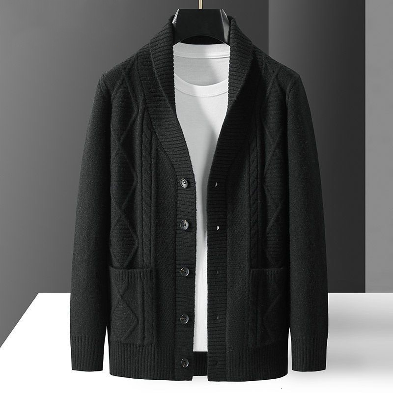 Men's Sweaters end luxury High diamond jacquard knitting cardigan men's 2023 autumn lapel loose wool sweater men's fashion casual sweater coat 221114, Dark grey 
Men's Sweaters end luxury High diamond jacquard knitting cardigan men's 2023 autumn lapel loose wool sweater men's fashion casual sweater coat 221114, Dark grey