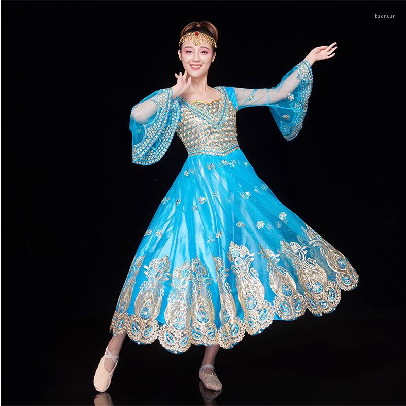 Stage Wear Fashion Blue India Style Ethnic Clothes Uighur Clothing Performance Xinjiang Dance Dress Chinese Folk Costumes
Stage Wear Fashion Blue India Style Ethnic Clothes Uighur Clothing Performance Xinjiang Dance Dress Chinese Folk Costumes