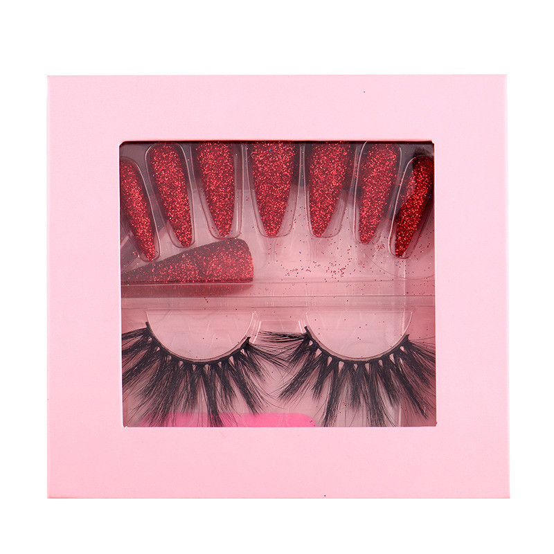 Volume Eyelash Extension And Wearable Press On Nails Set Thick Fluffy Full Strip Eyelashes DIY False Nails Art With Lashes Set de pestanas postizas y 