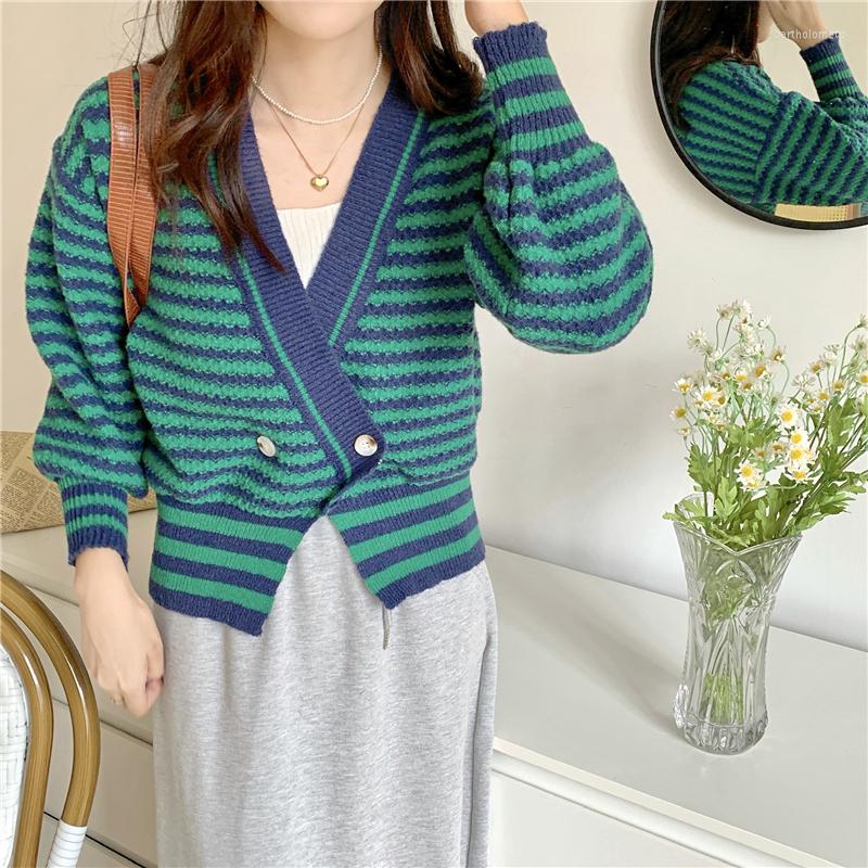 Women's Knits 2022 Autumn Casual Streetwear Fashion Pull Femme Coat Stripe Women Short Cardigan Long Sleeve V Neck Jumper Knitted Sweater, Green
Women's Knits 2022 Autumn Casual Streetwear Fashion Pull Femme Coat Stripe Women Short Cardigan Long Sleeve V Neck Jumper Knitted Sweater, Green