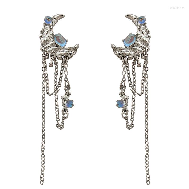 Dangle Earrings 6 Pair /lot Fashion Jewelry Metal Moon Tassel Earring For Women