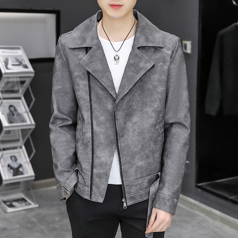 Men's Fur Faux Fur spring and autumn fashion leather jacket zipper PU leather jacket men's business leather jacket men 221114, Light grey 
Men's Fur Faux Fur spring and autumn fashion leather jacket zipper PU leather jacket men's business leather jacket men 221114, Light grey