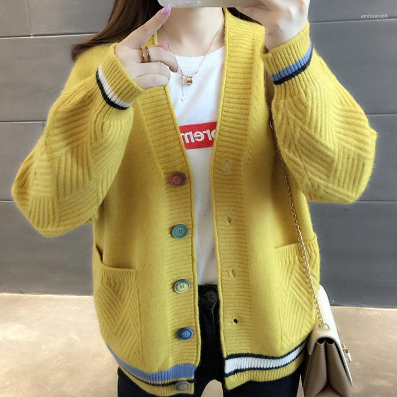 Women's Knits Knitted Ladies Sweater Casual Outwear Jumper V-neck Long Sleeve Single Cardigan Breasted With Pockets Female Fad, Beige
Women's Knits Knitted Ladies Sweater Casual Outwear Jumper V-neck Long Sleeve Single Cardigan Breasted With Pockets Female Fad, Beige