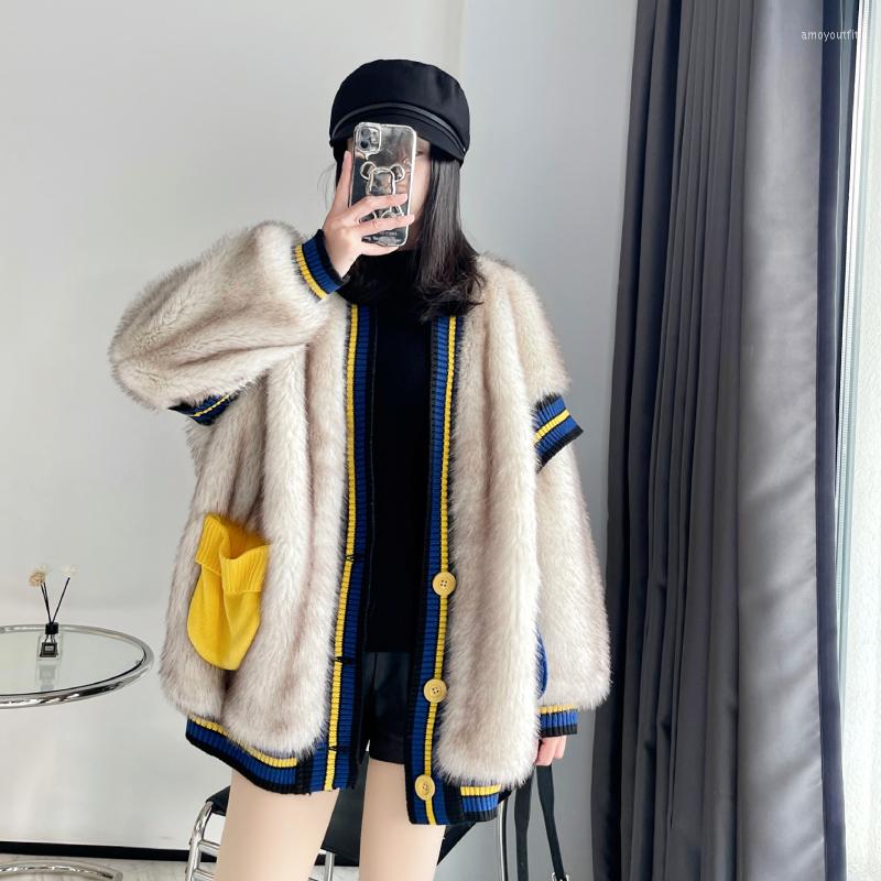 Women' Fur 2022 Women Winter V-neck Faux Coats Female Casual Patchwork Pockets Jackets Ladies Imitation Warm Outwear G173, White
Women' Fur 2022 Women Winter V-neck Faux Coats Female Casual Patchwork Pockets Jackets Ladies Imitation Warm Outwear G173, White