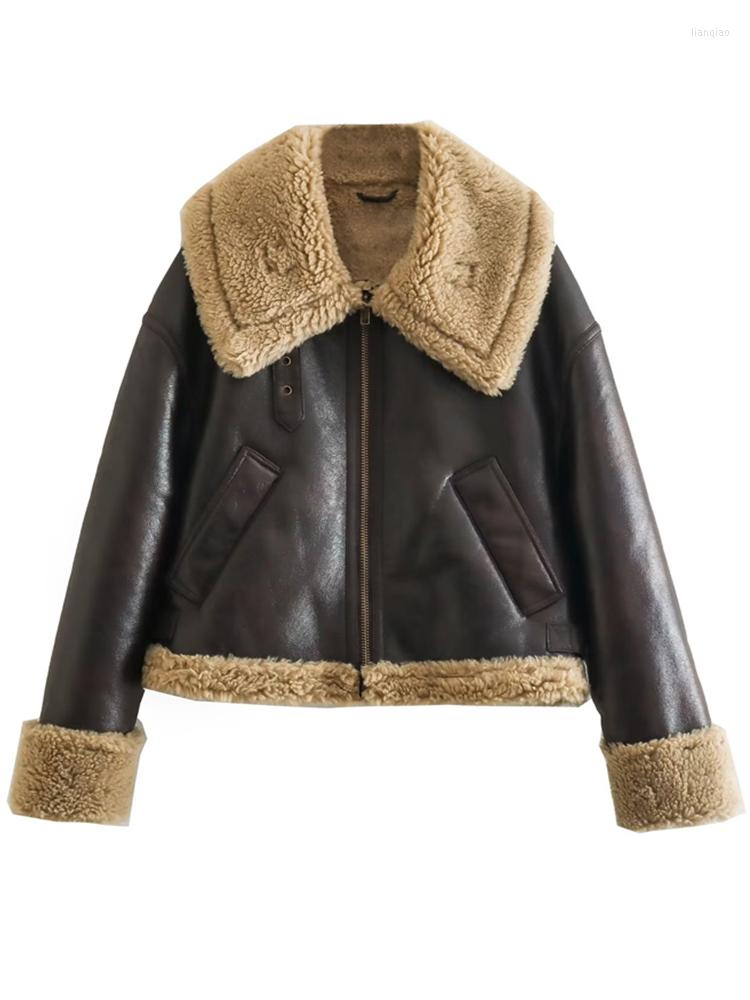 Women's Leather LY VAREY LIN Winter Women Streetwear Faux Lamb Short Jacket Loose Lapel Zipper Pu Coat Casual Thick Warm Outwear, Brown
Women's Leather LY VAREY LIN Winter Women Streetwear Faux Lamb Short Jacket Loose Lapel Zipper Pu Coat Casual Thick Warm Outwear, Brown