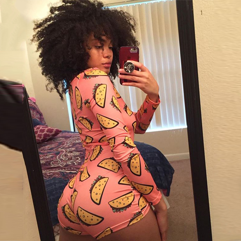 Womens Jumpsuits Rompers OMSJ Women Sleepwear Sky Blue Leopard Print Long Sleeve Short Jumpsuit Sexy Onesie For Adult Female Nightwear S3XL 221115