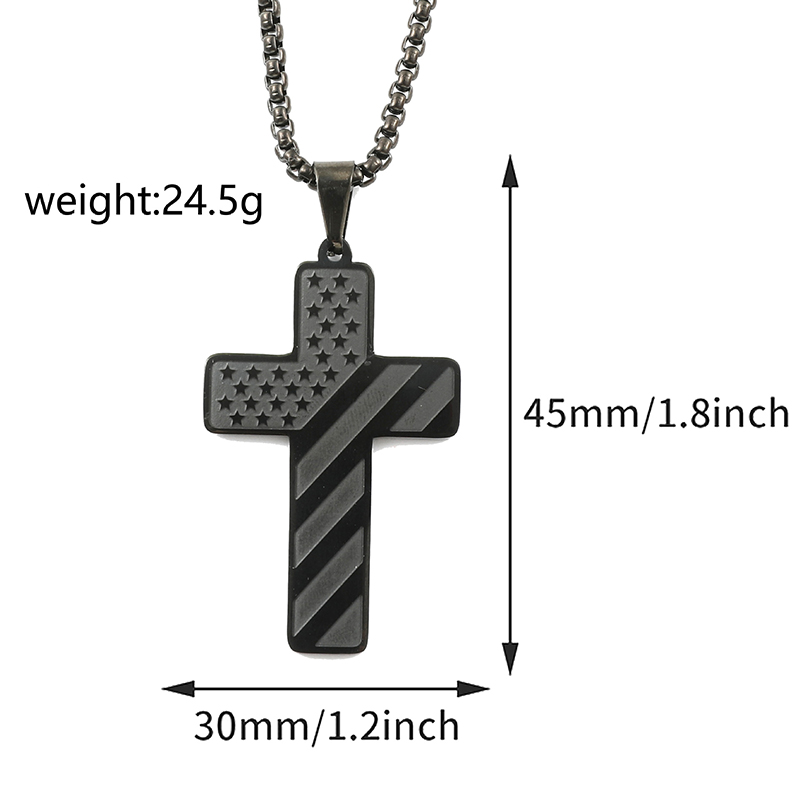American Flag Cross Pendant Necklace Men's Stainless Steel Necklace Fashion Accessories