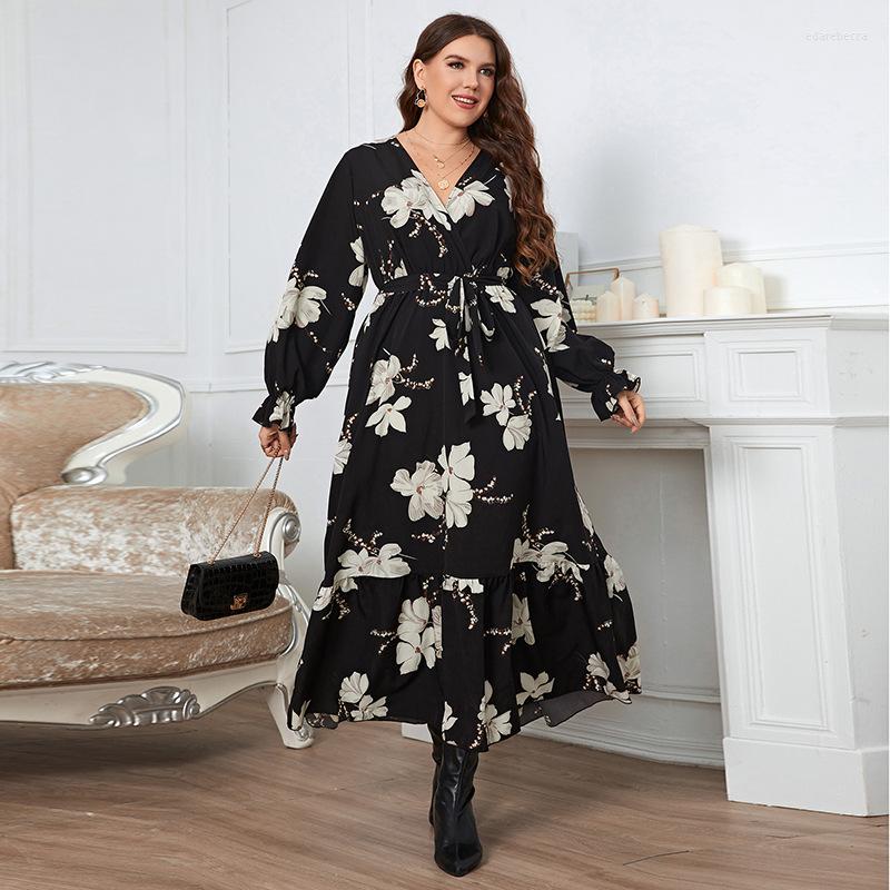 Plus Size Dresses For Women 2022 Elegant Long Sleeve Black Floral Party Fashion V Neck Wraped Dress Autumn Clothing, Floral dress
Plus Size Dresses For Women 2022 Elegant Long Sleeve Black Floral Party Fashion V Neck Wraped Dress Autumn Clothing, Floral dress
