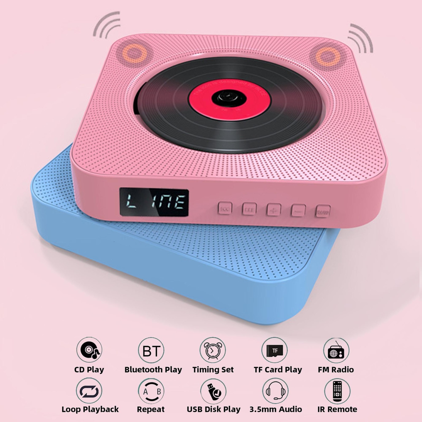 

Other Electronics Portable CD Player Bluetooth Speaker Stereo CD Players LED Screen Wall Mountable CD Music Player with IR Remote Control FM Radio 221115