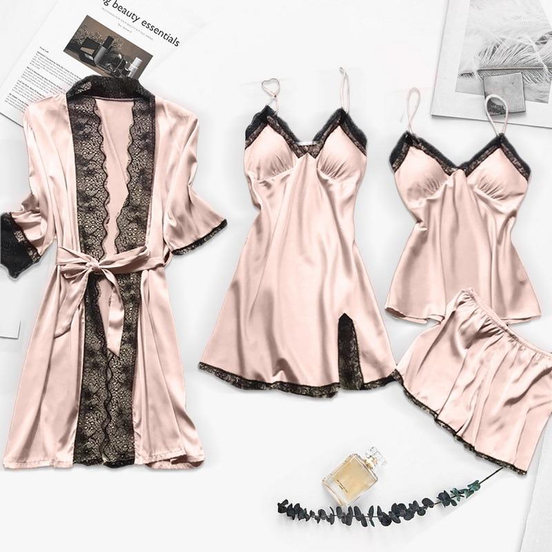 Women's Sleepwear 2022 Spring Summer Pajamas Set For Women Soft Keep Warm Sexy 4PCs Full Sleeve Strap Nightgown Bath Robe Lingerie Suit, Gray 2
Women's Sleepwear 2022 Spring Summer Pajamas Set For Women Soft Keep Warm Sexy 4PCs Full Sleeve Strap Nightgown Bath Robe Lingerie Suit, Gray 2