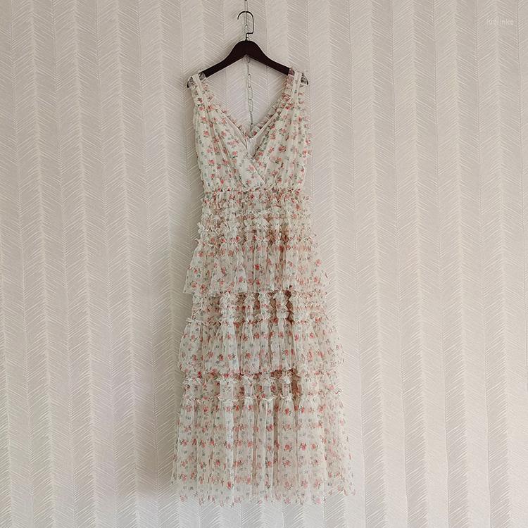 Casual Dresses Ruffles Patchowrk Layered Women Ball Gown Long Dress Floral Print Sleeveless High Quality Party Evening Mesh, White
Casual Dresses Ruffles Patchowrk Layered Women Ball Gown Long Dress Floral Print Sleeveless High Quality Party Evening Mesh, White