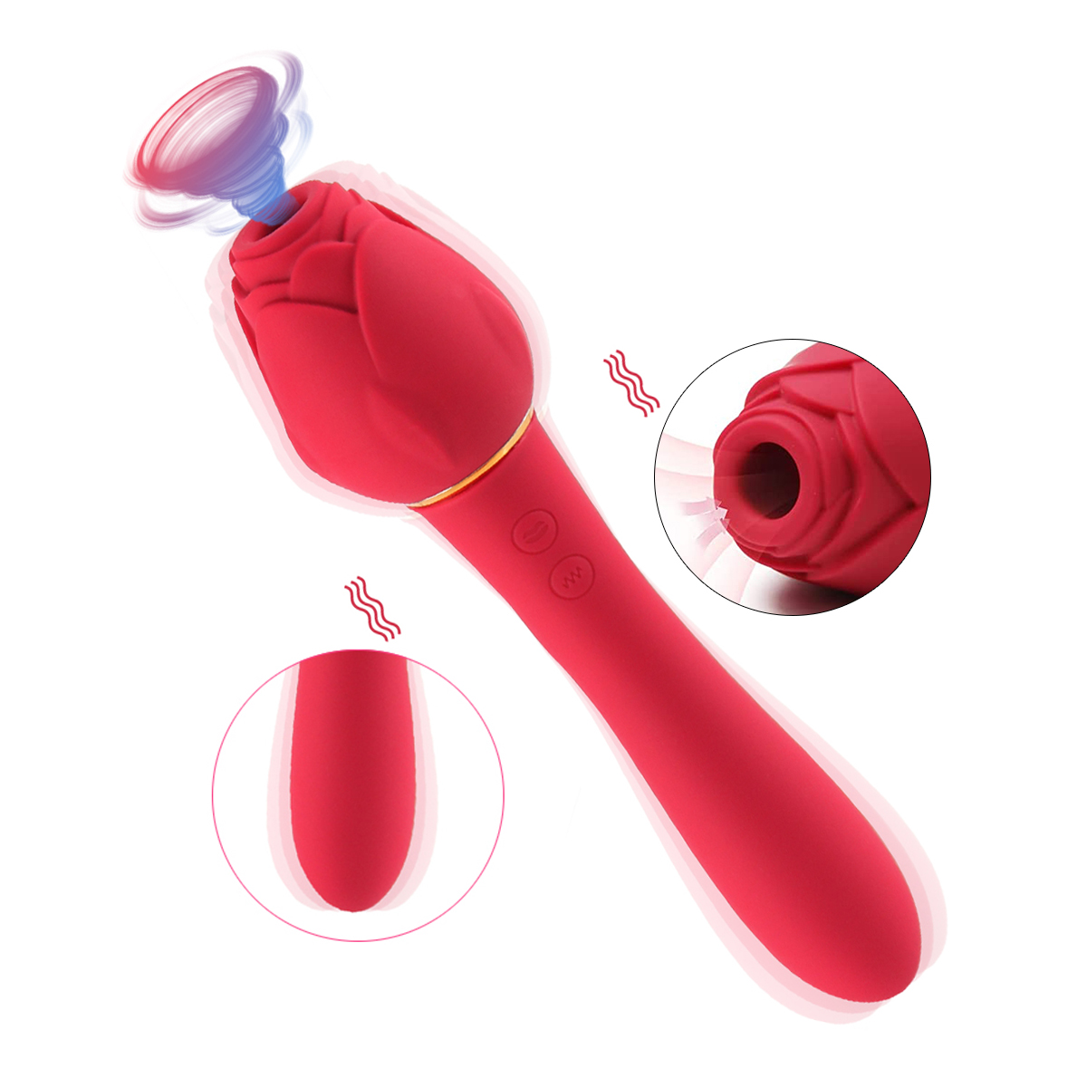 Female sex toys powerful clitoral sucking stimulator tongue licking double sided rose shape vibrator for couples