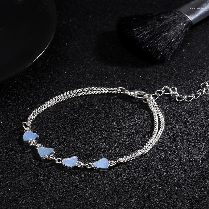 Anklets Exquisite Luminous Heart Bracelet Blue Shaped Wristband Glow In Dark Jewelry Gift For Valentine's Day
Anklets Exquisite Luminous Heart Bracelet Blue Shaped Wristband Glow In Dark Jewelry Gift For Valentine's Day